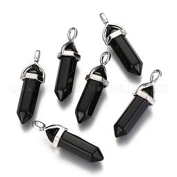 Natural Black Obsidian Double Terminated Pointed Pendants US-G-F295-04K