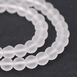 Frosted Natural Quartz Crystal Round Beads Strands US-G-N0151-09-8mm