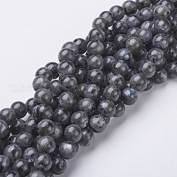 Natural Larvikite/Black Labradorite Beads Strands US-X-GSR8mmC128