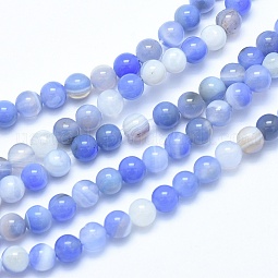 Natural Blue Chalcedony Beads Strands US-G-G765-30-6mm