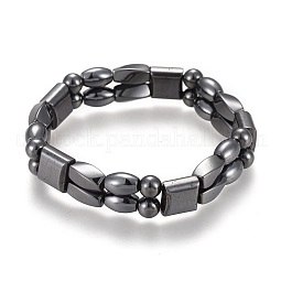 Magnetic Synthetic Hematite Stretch Bracelets US-BJEW-O179-05