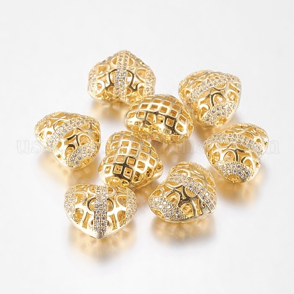 Brass Cubic Zirconia Beads US-ZIRC-F004-31G-1