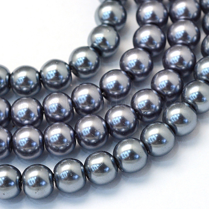 Baking Painted Pearlized Glass Pearl Round Bead Strands US-HY-Q003-4mm-12-1