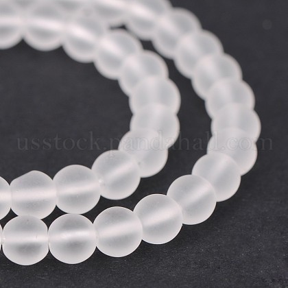 Frosted Natural Quartz Crystal Round Beads Strands US-G-N0151-09-8mm-1
