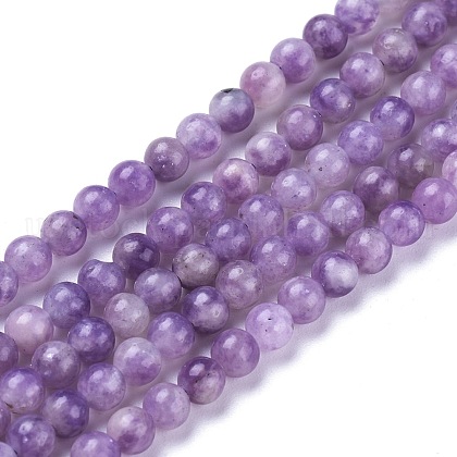 Natural Lepidolite/Purple Mica Stone Beads Strands US-G-K410-06-6mm-1