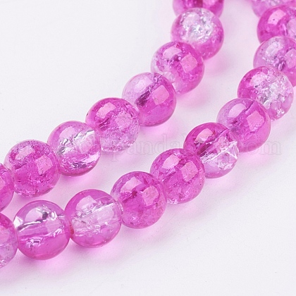Spray Painted Crackle Glass Beads Strands&nbsp;US-CCG-Q002-6mm-09-3