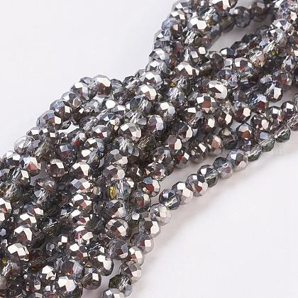 Electroplate Glass Faceted Rondelle Beads Strands US-EGLA-D020-4x3mm-21-1