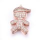 Brass Micro Pave Cubic Zirconia Slide Charms US-ZIRC-G147-02A-NR-2