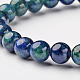 Natural Chrysocolla and Lapis Lazuli Round Bead Stretch Bracelets US-BJEW-L593-D03-2