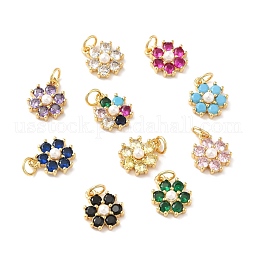 Rack Plating Brass Micro Pave Cubic Zirconia Charms US-KK-A160-22G