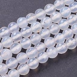 Natural White Agate Beads Strands US-G-G542-8mm-20