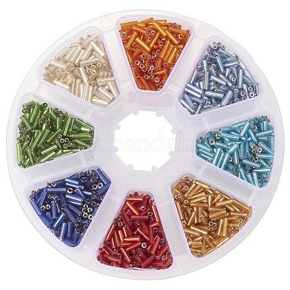 Multicolor-2 Bugle Glass Beads Size 6x1.8mm with Box Set Value Pack US-SEED-PH0001-09-1