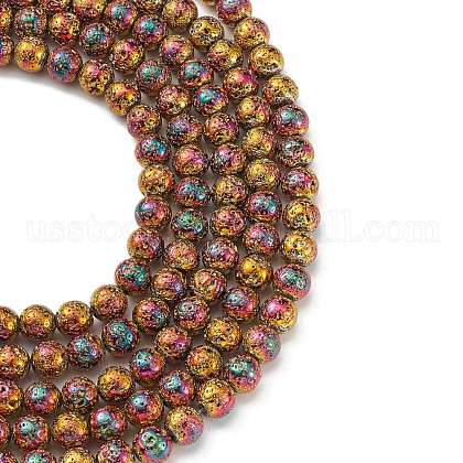 Electroplated Natural Lava Rock Beads Strands US-G-S352-30D-07-1