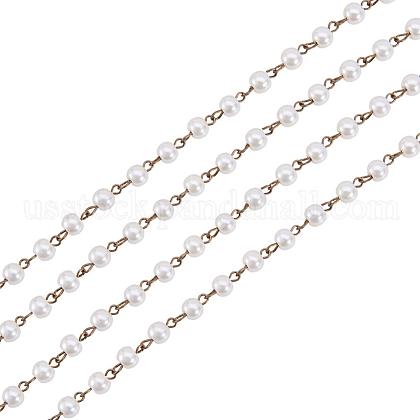 Handmade Round Glass Pearl Beads Chains for Necklaces Bracelets Making US-AJEW-JB00035-02-1