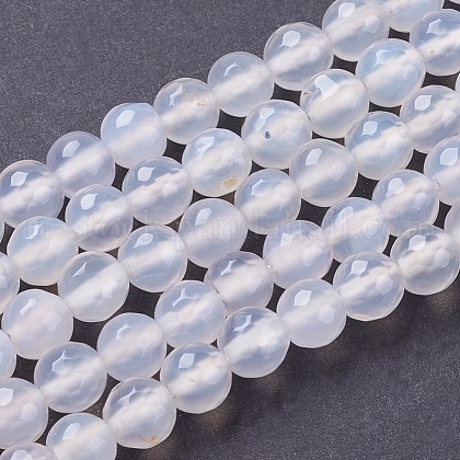 Natural White Agate Beads Strands&nbsp;US-G-G542-8mm-20-1