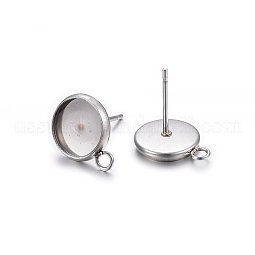 Non-Tarnish 304 Stainless Steel Stud Earring Settings US-STAS-H467-08P-14mm