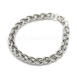 Trendy 304 Stainless Steel Wheat Chain Bracelets US-STAS-A028-B003P