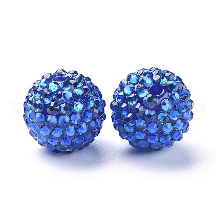 Chunky Resin Rhinestone Bubblegum Ball Beads US-RESI-A001-2-1