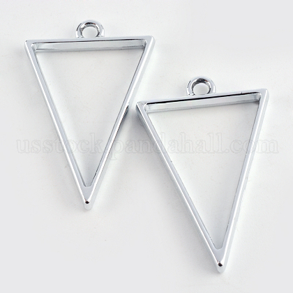 Rack Plating Alloy Triangle Open Back Bezel Pendants US-PALLOY-S047-09D-FF-1