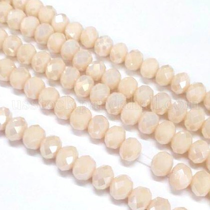Electroplate Opaque Solid Color Crystal Glass Rondelle Beads Strands US-EGLA-F048A-03AB-1