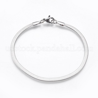 304 Stainless Steel Herringbone Chain Bracelets US-BJEW-P236-15P-1