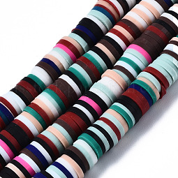 Flat Round Handmade Polymer Clay Bead Spacers US-CLAY-R067-4.0mm-M2