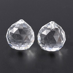 Faceted Round Glass Pendants US-GLAA-O008-F04