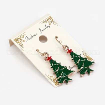 Christmas Tree Alloy Enamel Dangle Earrings US-X-EJEW-N031-13-1