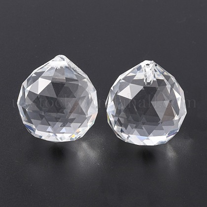 Faceted Round Glass Pendants US-GLAA-O008-F04-1