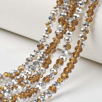 Electroplate Transparent Glass Beads Strands US-EGLA-A034-T10mm-M07-1