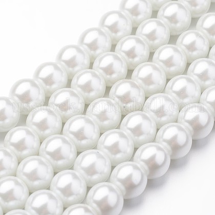Eco-Friendly Dyed Glass Pearl Round Beads Strands US-HY-A008-8mm-RB001-1