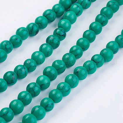 Imitation Synthetic Turquoise Bead Strands US-G-F434-6mm-03-1