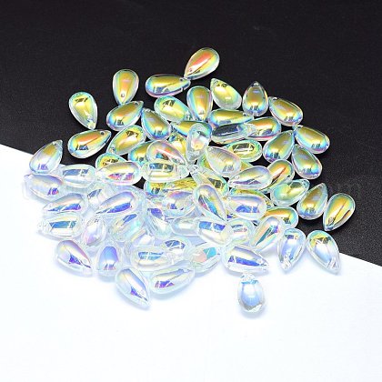Transparent Glass Charms US-GLAA-H016-11K-1-1