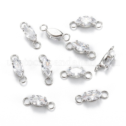 Brass Clear Cubic Zirconia Links Connectors US-ZIRC-G170-17P-1