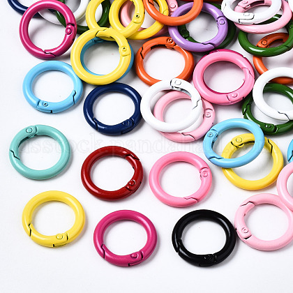 Spray Painted Eco-Friendly Alloy Spring Gate Rings US-PALLOY-T080-01-NR-1