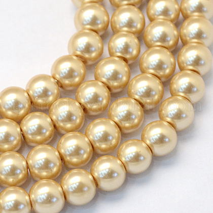 Baking Painted Pearlized Glass Pearl Round Bead Strands US-HY-Q003-4mm-42-1