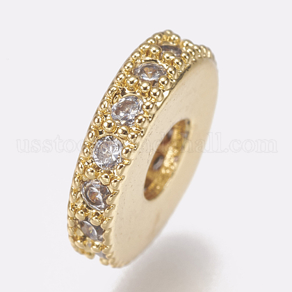 Brass Micro Pave Cubic Zirconia Bead Spacers US-ZIRC-K074-11A-01G-1