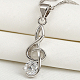 Musical Note Real Platinum Plated Brass Cubic Zirconia Pendants US-ZIRC-R014-09-1