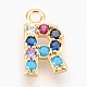 Brass Micro Pave Cubic Zirconia Charms US-ZIRC-F089-01G-R-1