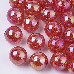 AB Color Transparent Crackle Round Acrylic Beads US-CACR-S006-09
