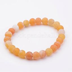 Natural Weathered Agate Stretch Beads Bracelets US-BJEW-JB02513-02