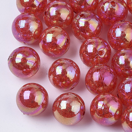 AB Color Transparent Crackle Round Acrylic Beads US-CACR-S006-09-1