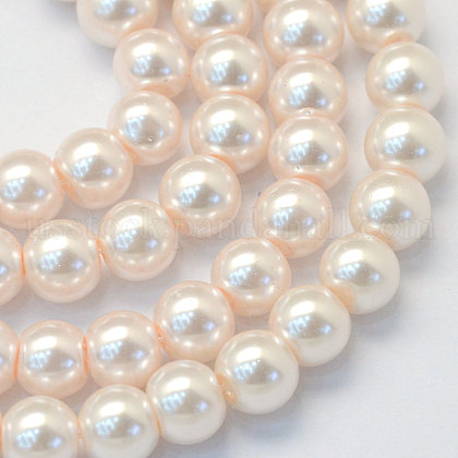 Baking Painted Pearlized Glass Pearl Round Bead Strands US-HY-Q003-6mm-41-1