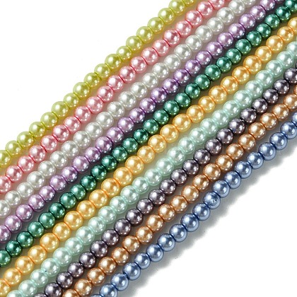 Eco-Friendly Dyed Glass Pearl Round Beads Strands US-HY-A002-3mm-M-1
