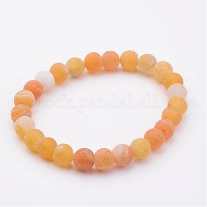 Natural Weathered Agate Stretch Beads Bracelets US-BJEW-JB02513-02-1