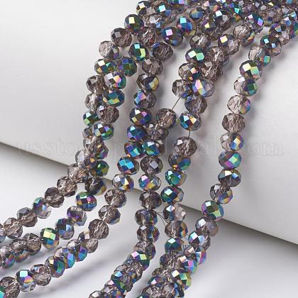 Electroplate Transparent Glass Beads Strands US-EGLA-A034-T10mm-Q07-1
