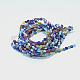 Handmade Millefiori Glass Flat Round Bead Strands US-LK-P010-03-4