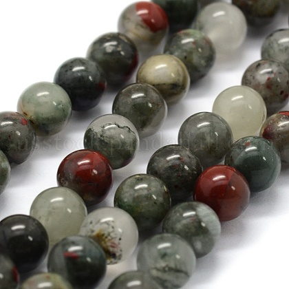 Natural African Bloodstone Beads Strands US-G-G763-08-8mm-1