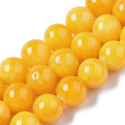 Natural Dyed Yellow Jade Gemstone Bead Strands US-G-R271-8mm-Y07-1