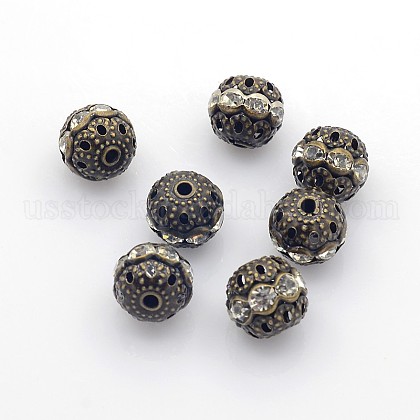 Brass Rhinestone Beads US-RB-A011-10mm-01AB-NF-1